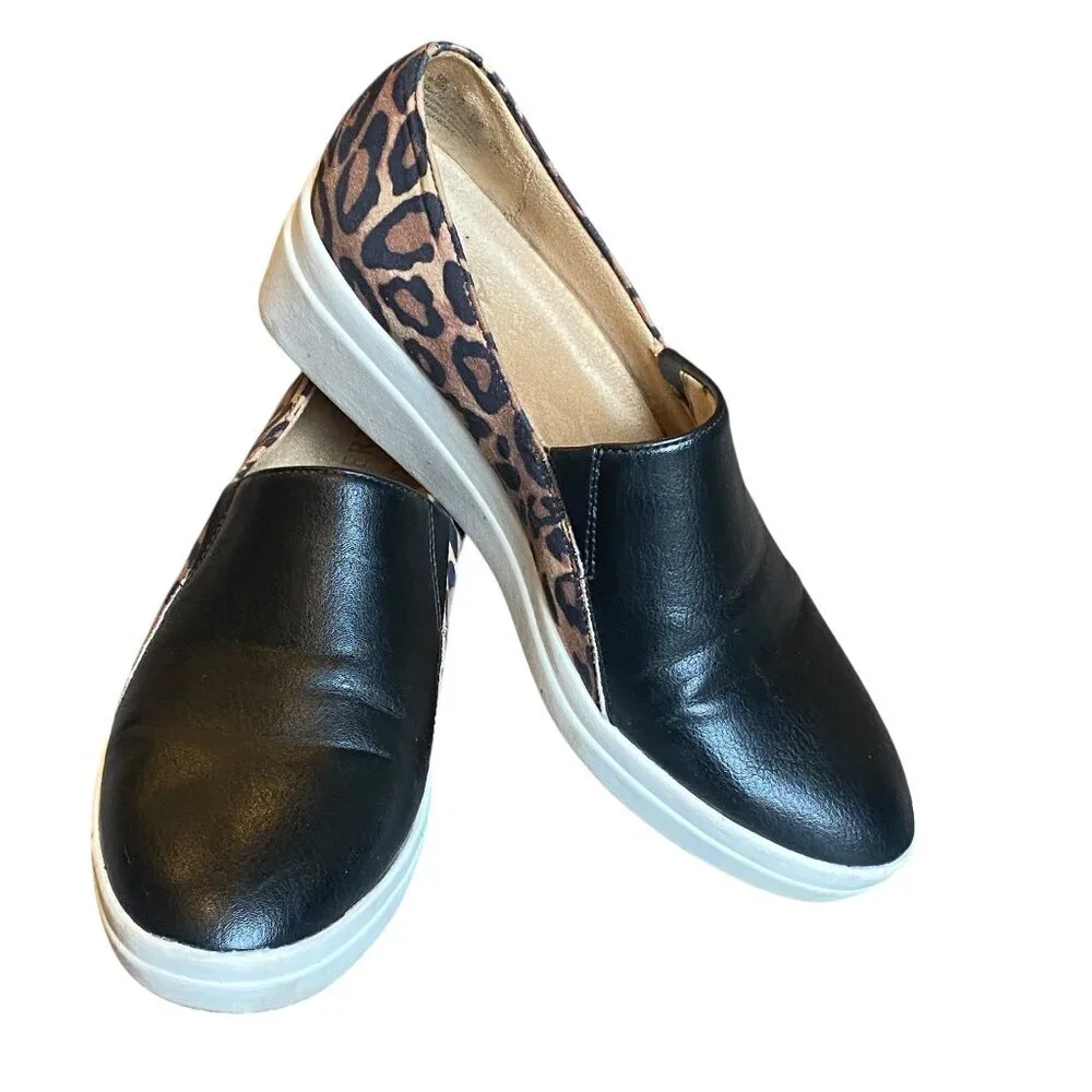 NATURALIZER Sandra Black Leopard Wedge Shoes Women 6-1/2M‎ #268M